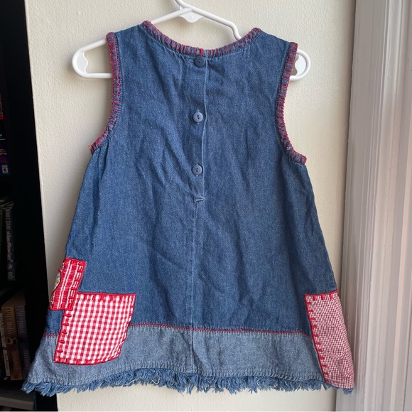SAMARA BLUE JEAN RED PATCHWORK GRAPHIC DRESS SIZE 4T CORRAG CORE COUNTRY WHIMSY - Picture 2 of 3
